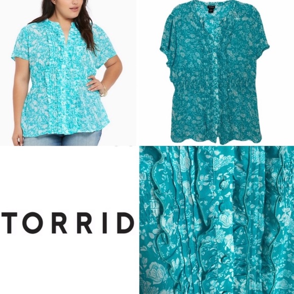 TORRID Rose Print Chiffon Smocked Blouse